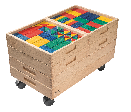 Fröbelwagen 1x fahrbares Untergestell, 2 x großer Baukasten, 4 kleine Baukästen 230 Steine**´*°#