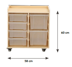 Mobiles Stauregal mit 2 großen und 4 kleinen Transparentboxen°#´°°#
